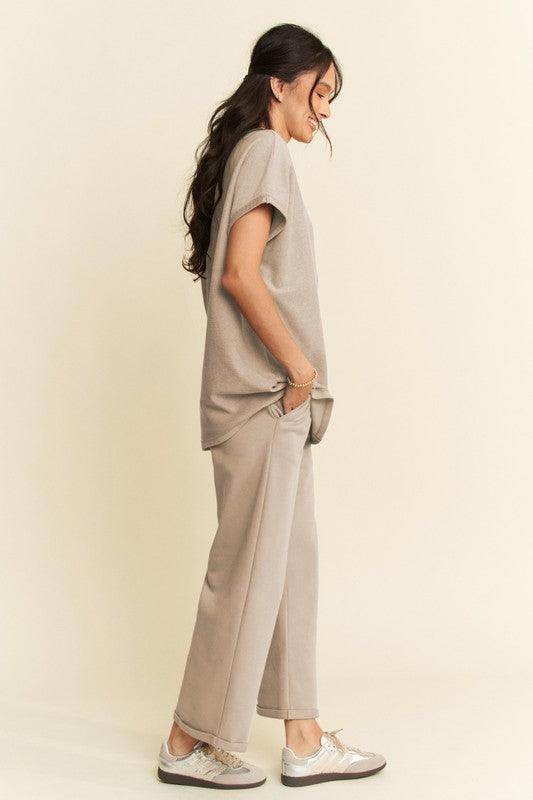 Davi & Dani Round Neck Short Sleeve Top and Pants Set Outfit - Selvanelle