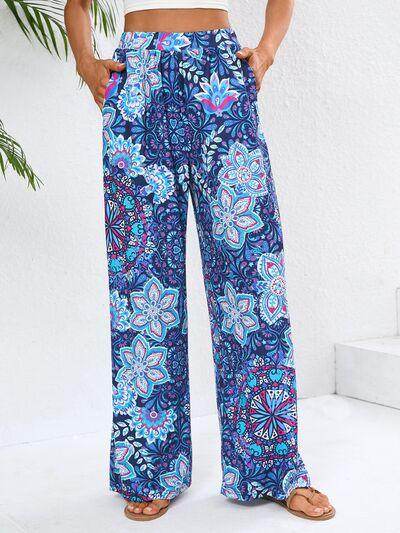 Geometric Wide Leg Pants with Pockets for Women - Selvanelle