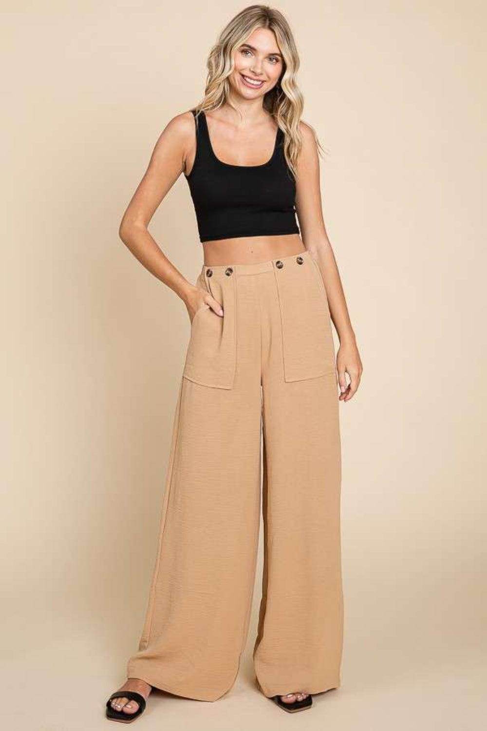Culture Code Full Size High Waist Wide Leg Cargo Pants - Selvanelle