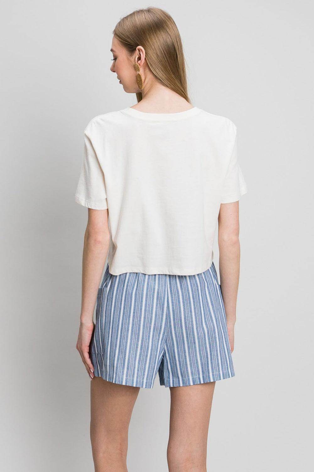 Cotton Bleu by Nu Label Yarn Dye Striped Shorts for Women - Selvanelle