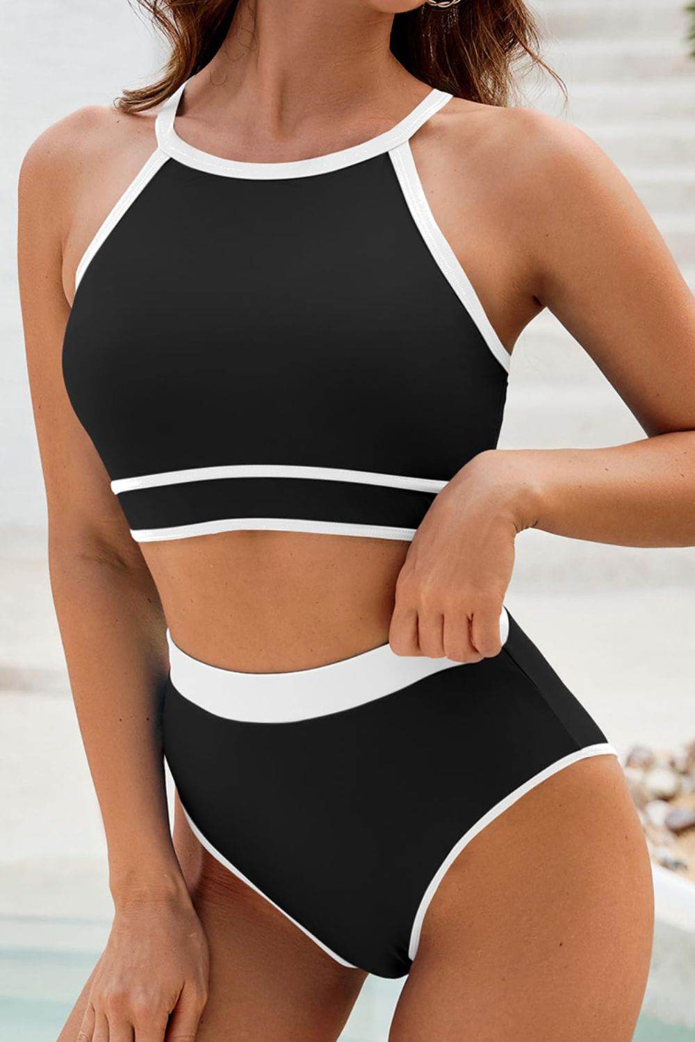 Crisscross Contrast Trim Bikini Set - Selvanelle