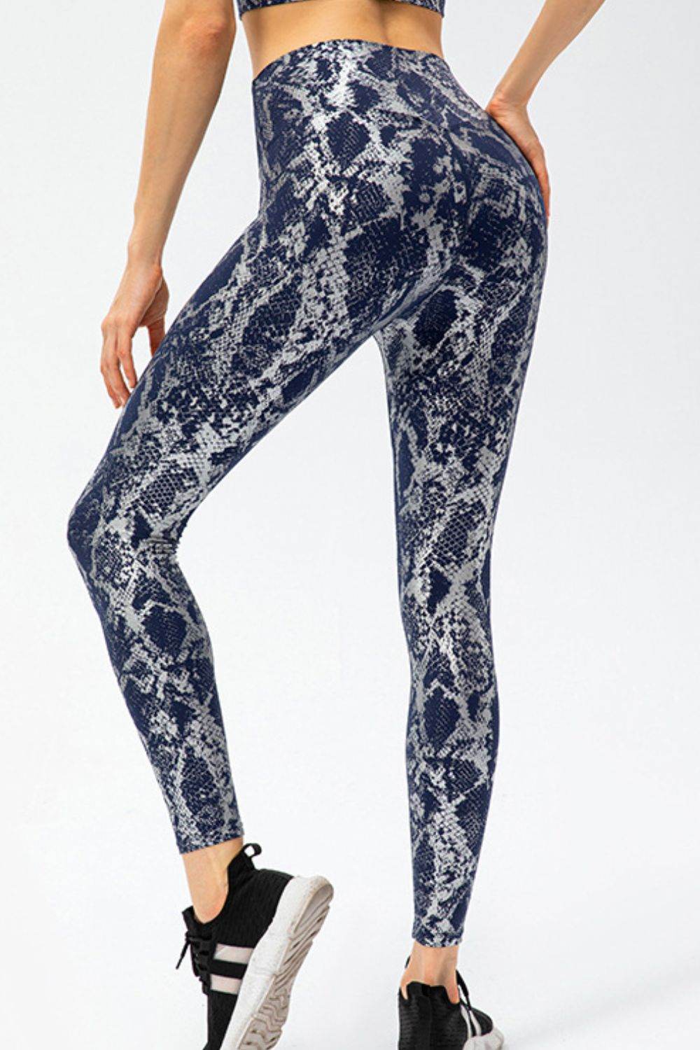 Animal Print Slim Fit Wide Waistband Long Sports Pants - Selvanelle