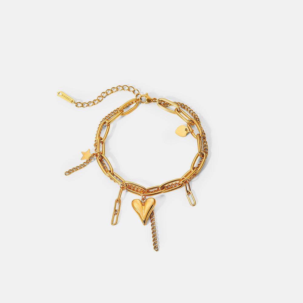Stainless Steel Double Layered Charm Bracelet for Women - Selvanelle
