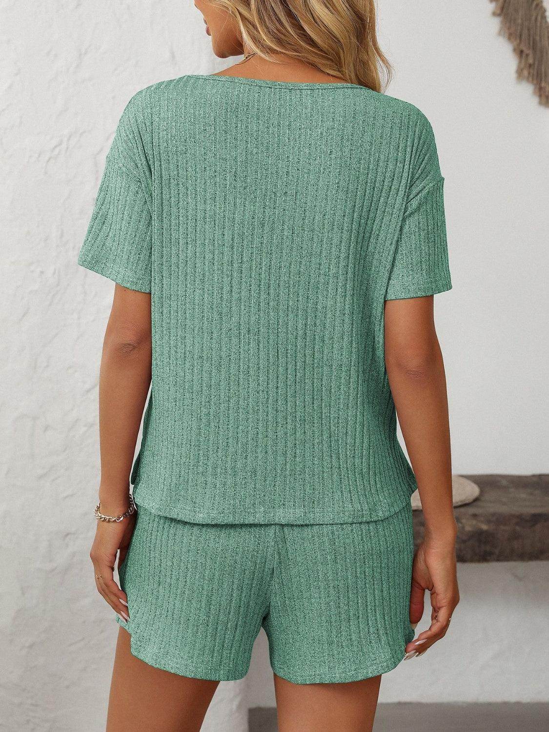 Mandy V-Neck Short Sleeve Top and Shorts Set for Women - Selvanelle