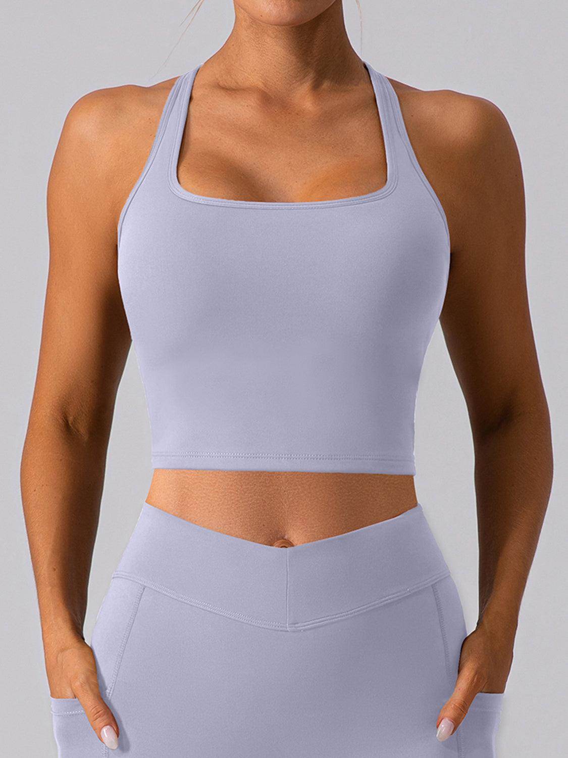 Square Neck Racerback Cropped Tank for Stylish Comfort - Selvanelle