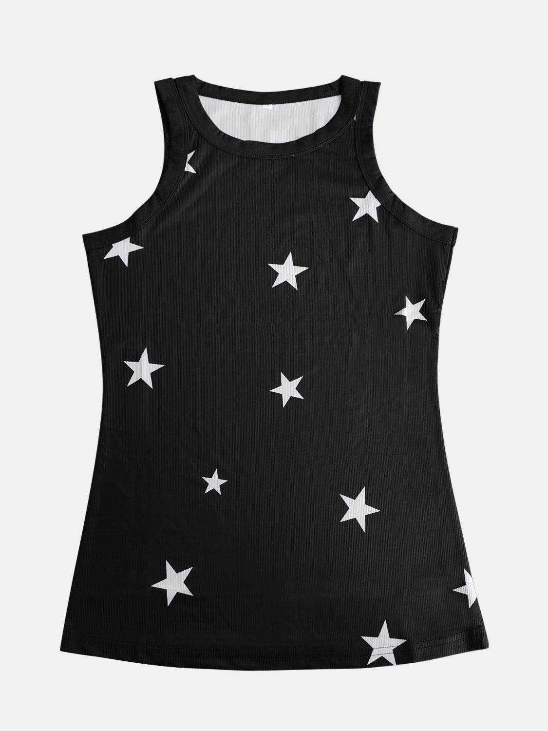 Full Size Star Round Neck Tank for Women in Multiple Sizes - Selvanelle