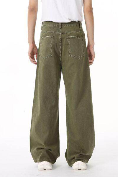 Distressed Wide Leg Jeans with Pockets for Casual Style - Selvanelle