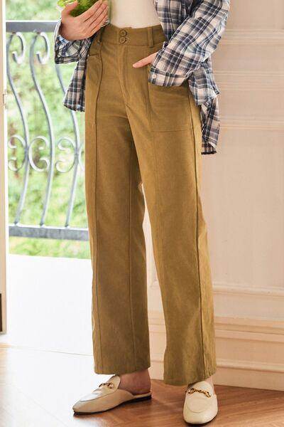 Half Elastic Waist Straight Pants for Comfortable Fit - Selvanelle