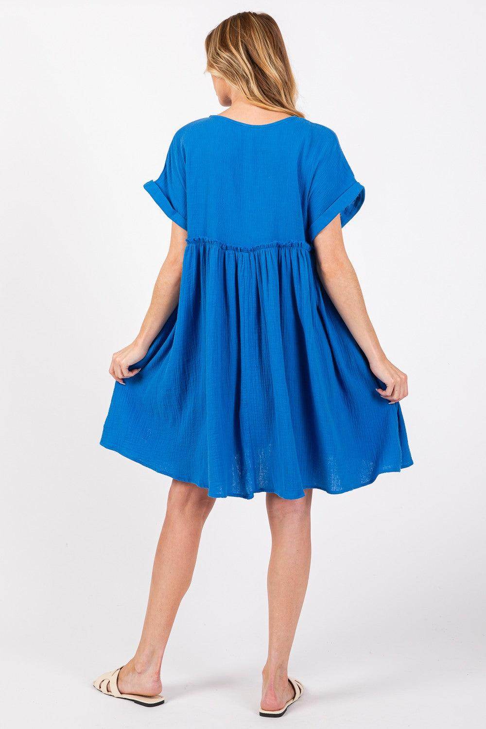 SAGE + FIG Button Up Short Sleeve Dress for Women - Selvanelle