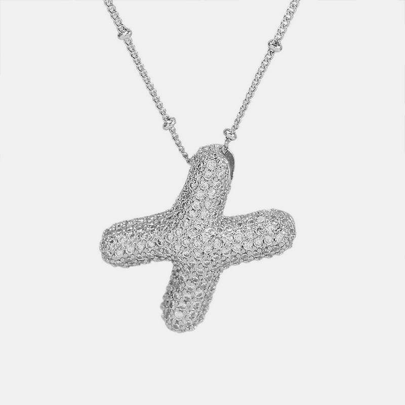 Copper Inlaid Zircon Letter Pendant Necklace for Women - Selvanelle