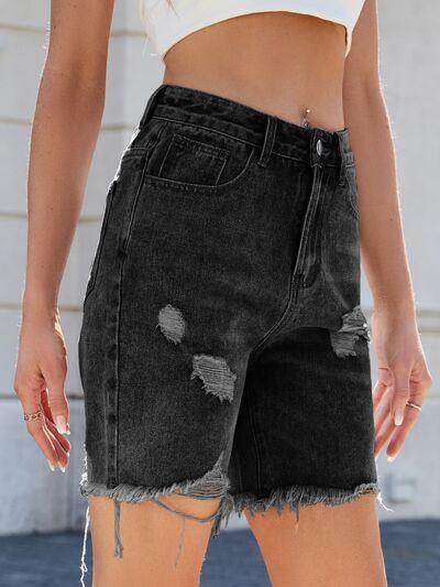 Distressed Raw Hem Denim Shorts for Women Summer Style - Selvanelle