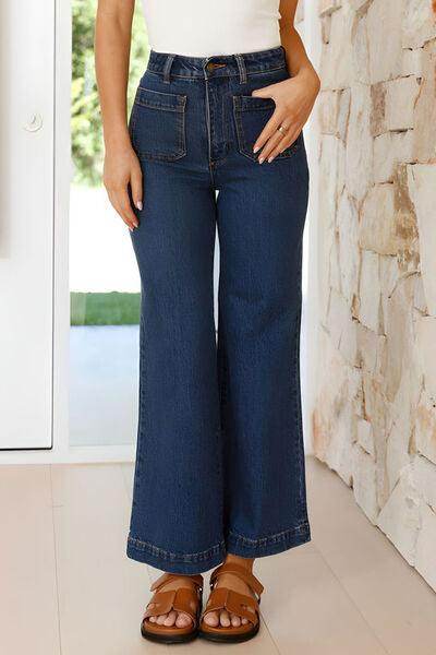 High Waist Bootcut Jeans with Pockets for Stylish Comfort - Selvanelle