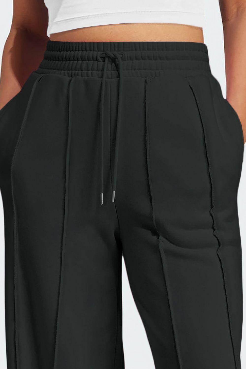 Drawstring Wide Leg Active Pants for Comfort and Style - Selvanelle