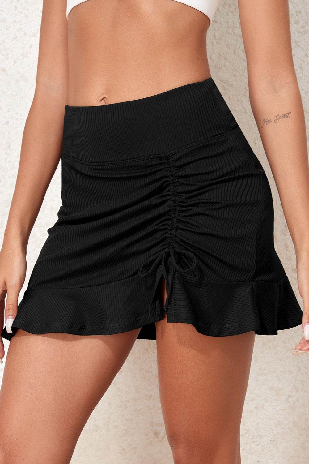 Ruched Elastic Waist Swim Skirt - Selvanelle