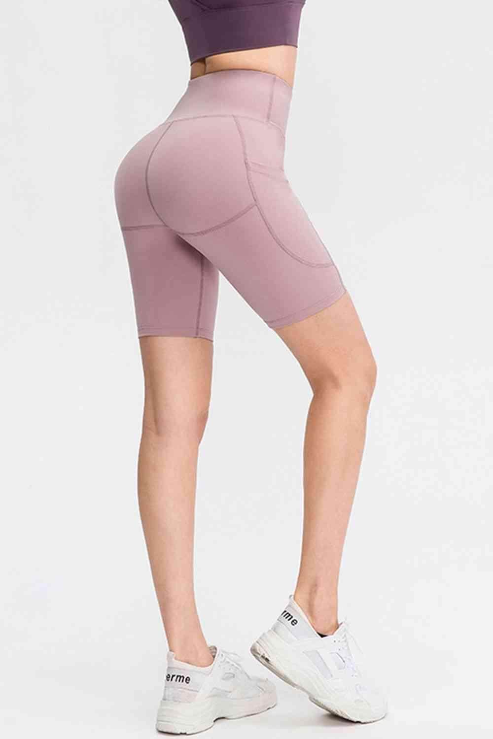 Wide Waistband Sports Shorts with Pockets for Active Wear - Selvanelle