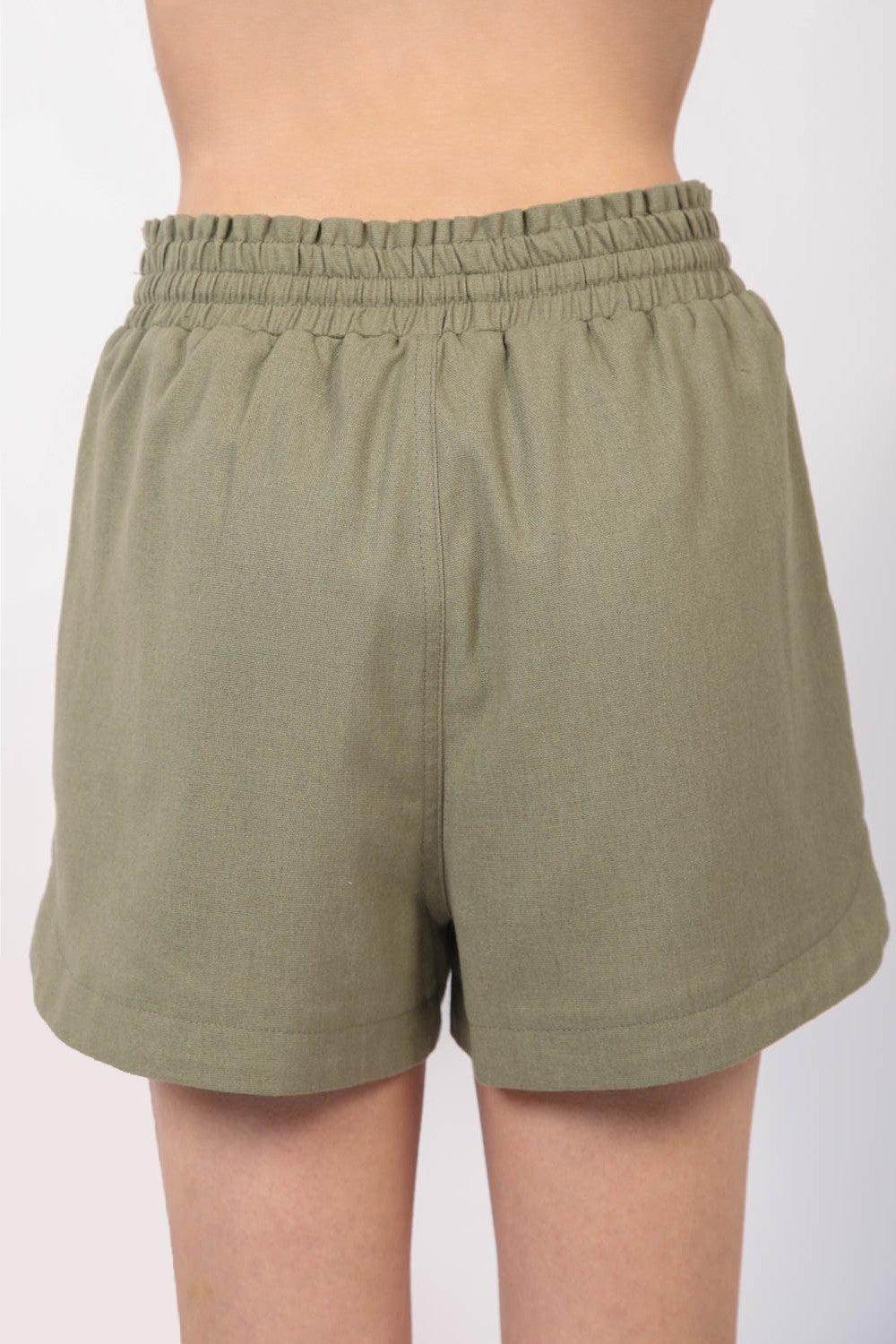 VERY J Drawstring Elastic Waist Linen Shorts for Summer Wear - Selvanelle