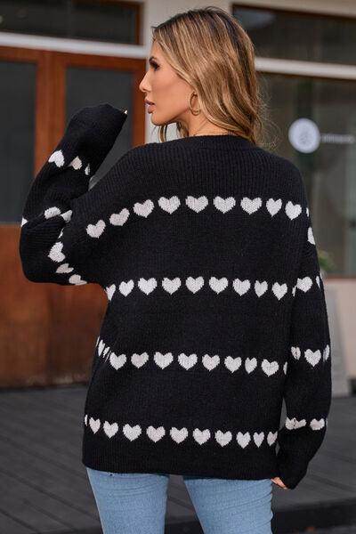 Angel Wings Heart Round Neck Long Sleeve Sweater for Women - Selvanelle