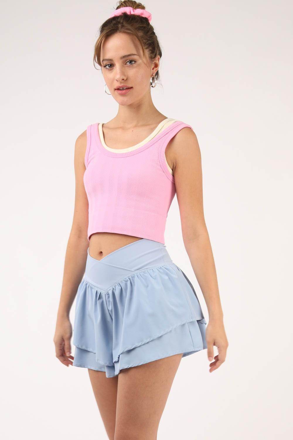 Very J V-Shaped High Waist Layered Active Shorts for Women - Selvanelle