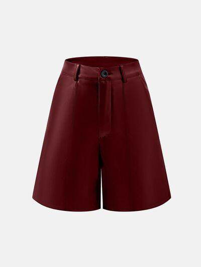 PU Leather High Rise Shorts for Women with Pockets - Selvanelle