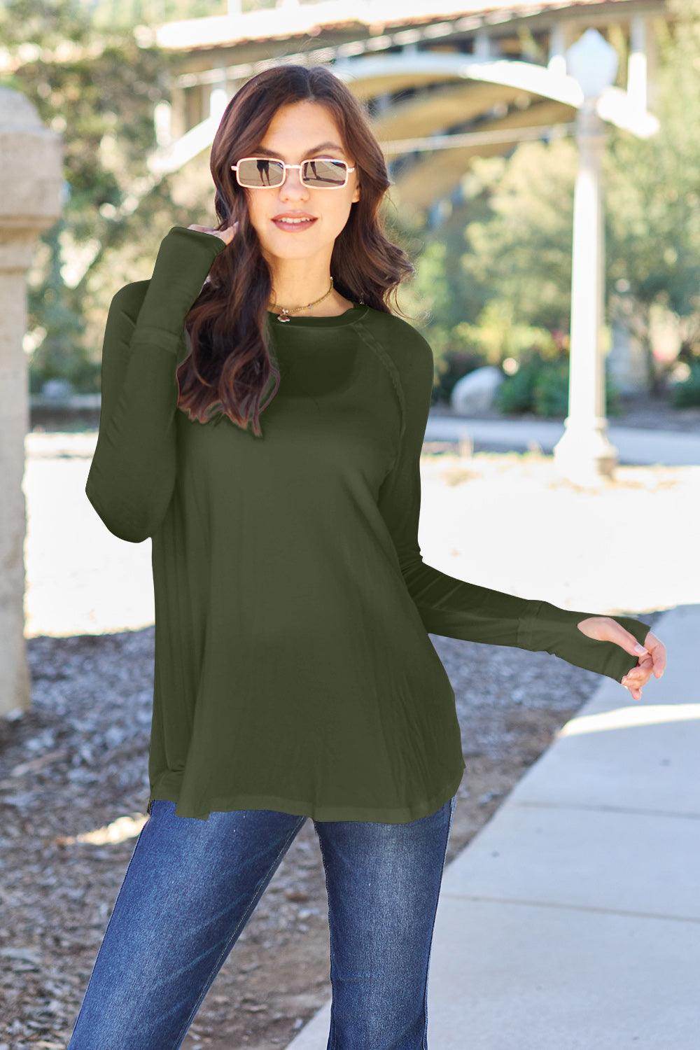 Basic Bae Full Size Round Neck Long Sleeve T-Shirt for All - Selvanelle