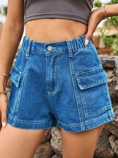 High Waist Denim Shorts with Pockets for Summer Style - Selvanelle