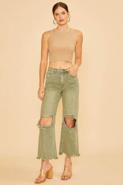 Annie Wear Distressed Raw Hem Jeans for Trendy Style - Selvanelle