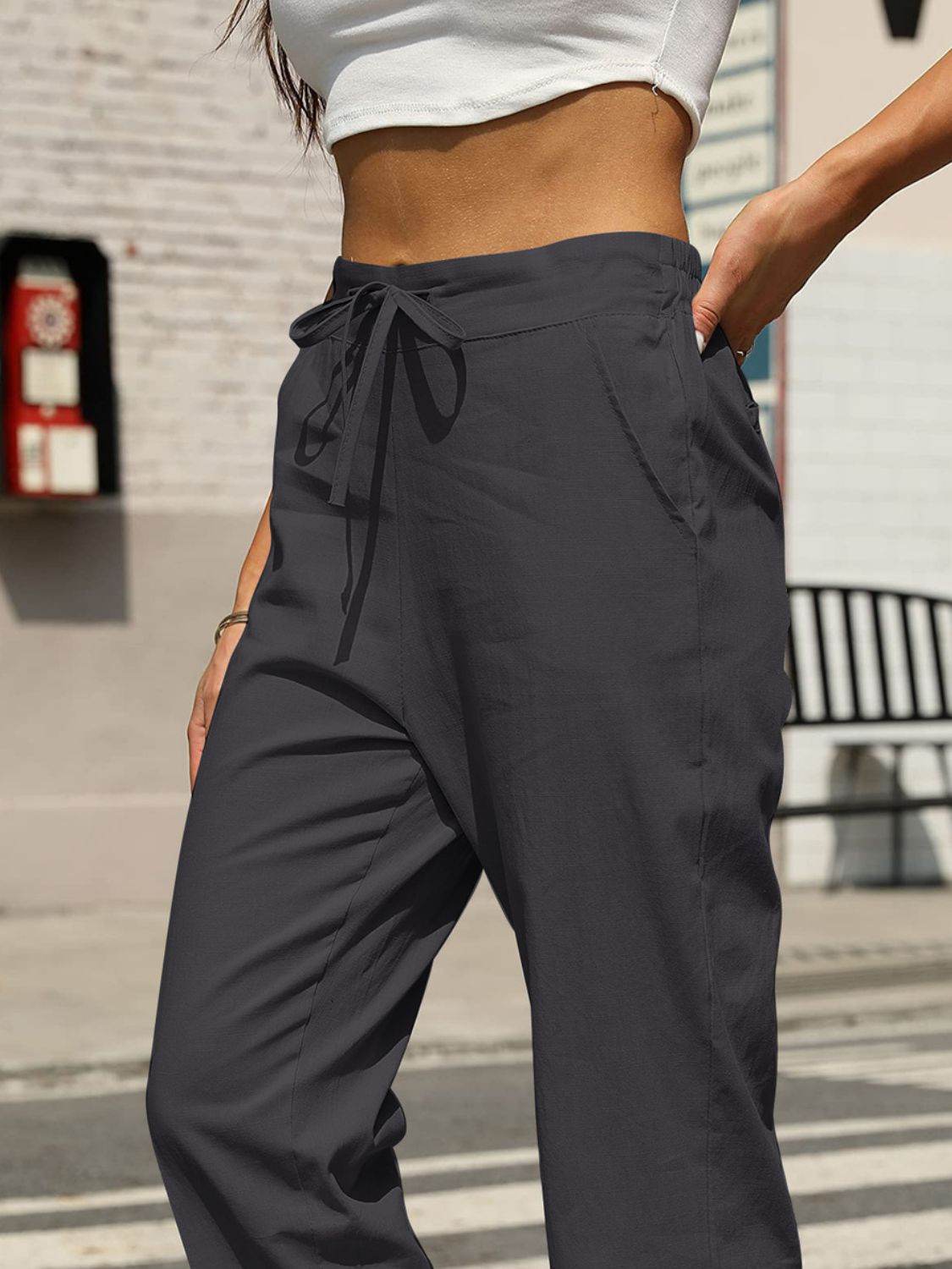 Elastic Waist Tapered Pants - Selvanelle