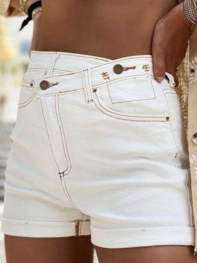 Asymmetrical Waist Denim Shorts for Stylish Summer Wear - Selvanelle