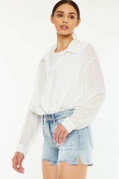 Kancan High Rise Side Slit Denim Shorts for Summer Style - Selvanelle