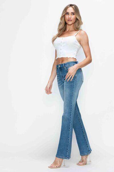 bytos Full Size Cat's Whiskers Bootcut Jeans for Women - Selvanelle