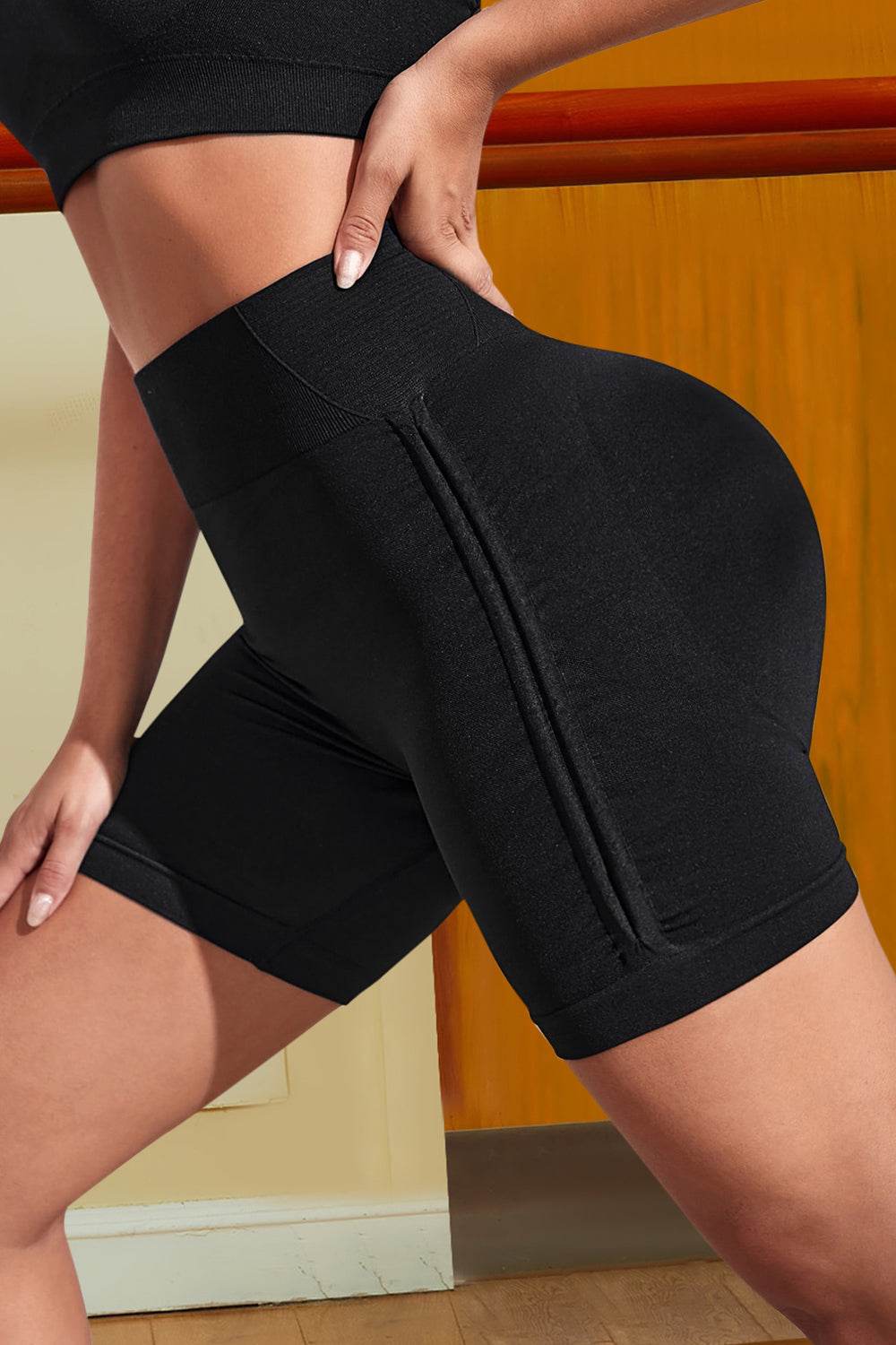Wide Waistband Sports Shorts - Selvanelle