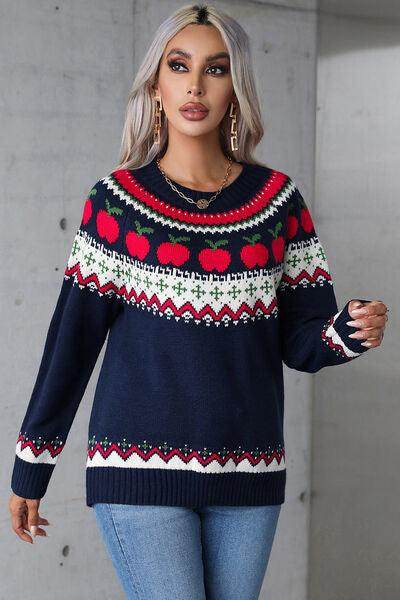 Angel Wings Graphic Round Neck Long Sleeve Sweater for Women - Selvanelle