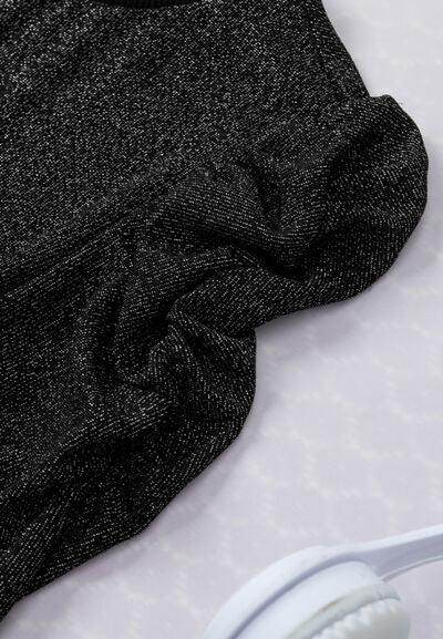 Metallic Round Neck Puff Sleeve Blouse for Stylish Elegance - Selvanelle