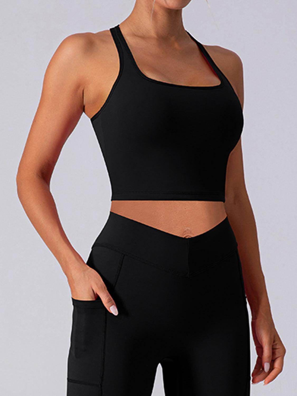 Square Neck Racerback Cropped Tank for Stylish Comfort - Selvanelle