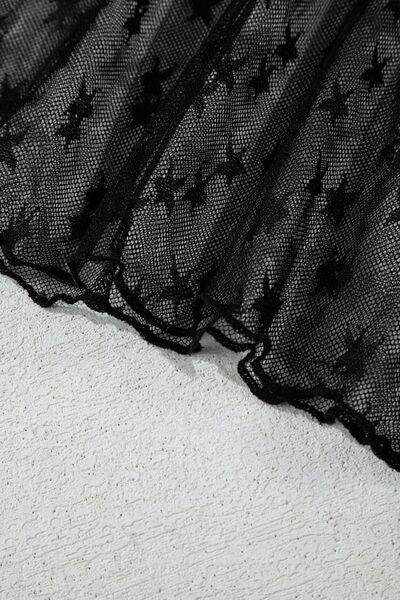 Star Round Neck Long Sleeve Sheer Blouse for Women - Selvanelle