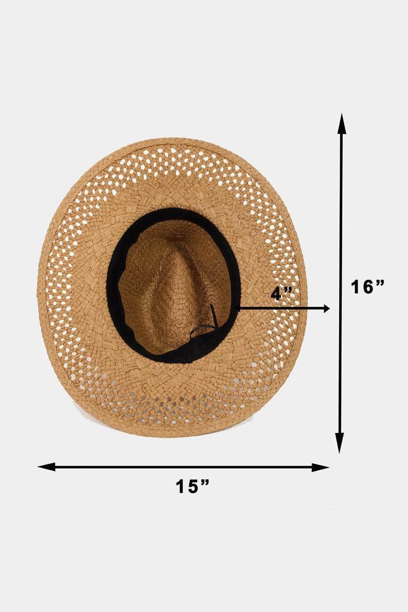 Fame Basket Weave Straw Sun Hat for Stylish Sun Protection - Selvanelle