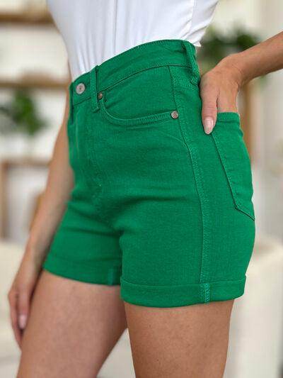 Judy Blue Full Size Tummy Control Denim Shorts for Women - Selvanelle