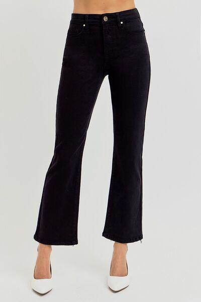 RISEN Full Size Tummy Control High Rise Crop Straight Jeans - Selvanelle