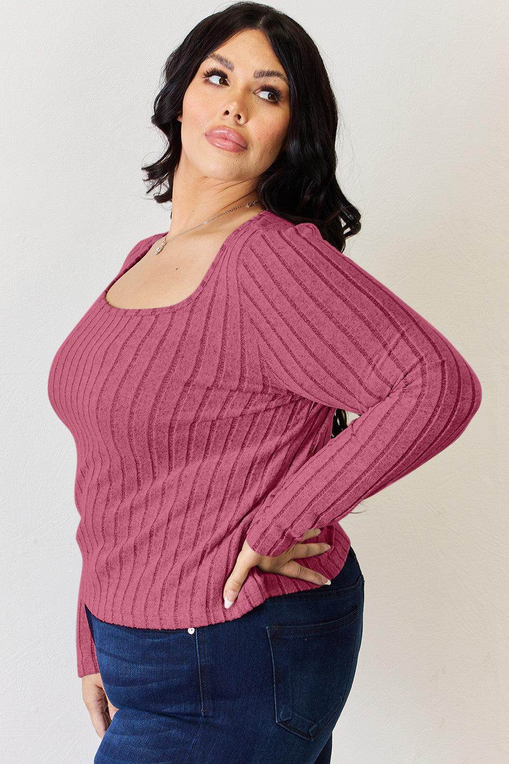 Basic Bae Full Size Ribbed Long Sleeve T-Shirt for Women - Selvanelle