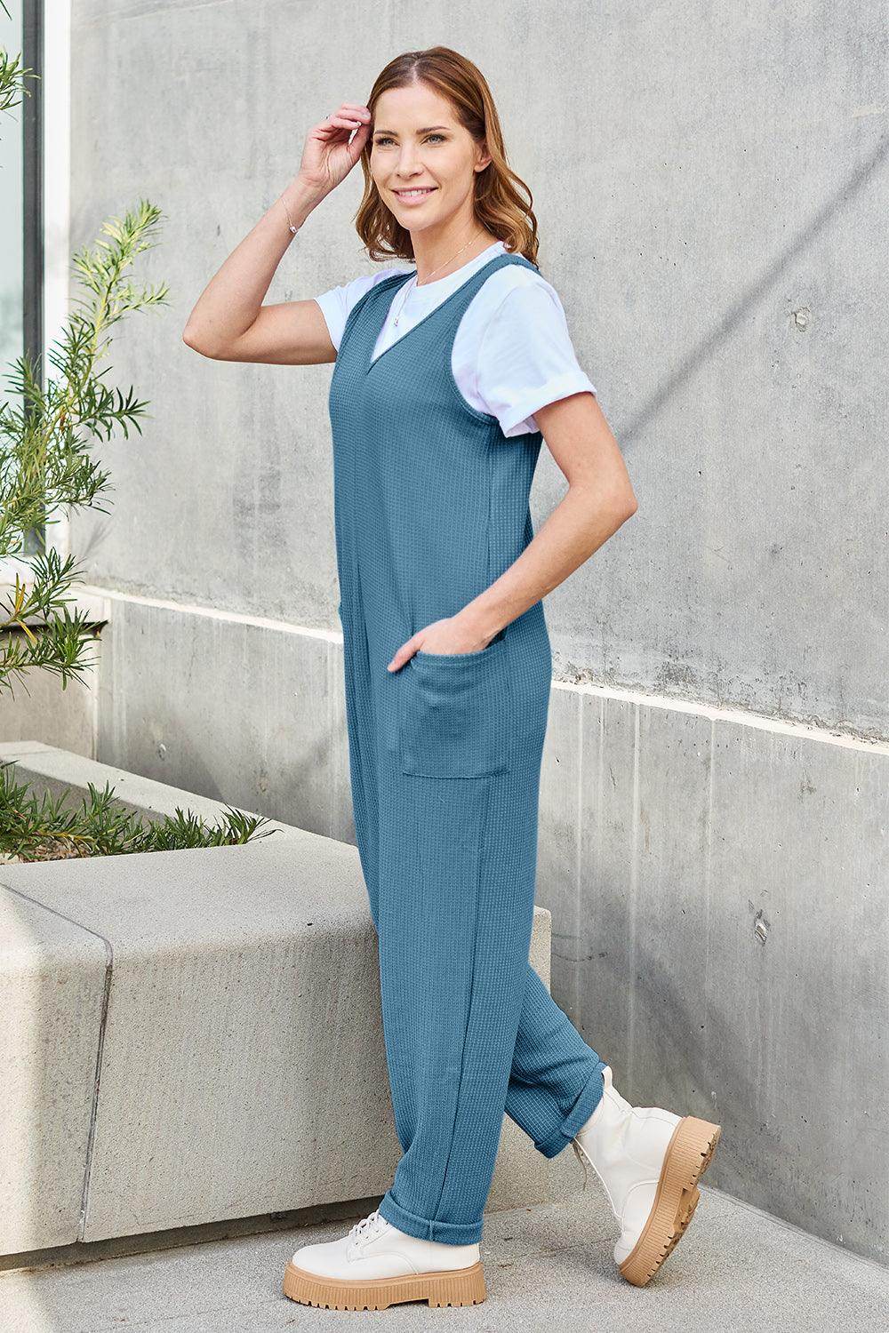 Double Take Full Size Sleeveless Straight Jumpsuit for Women - Selvanelle