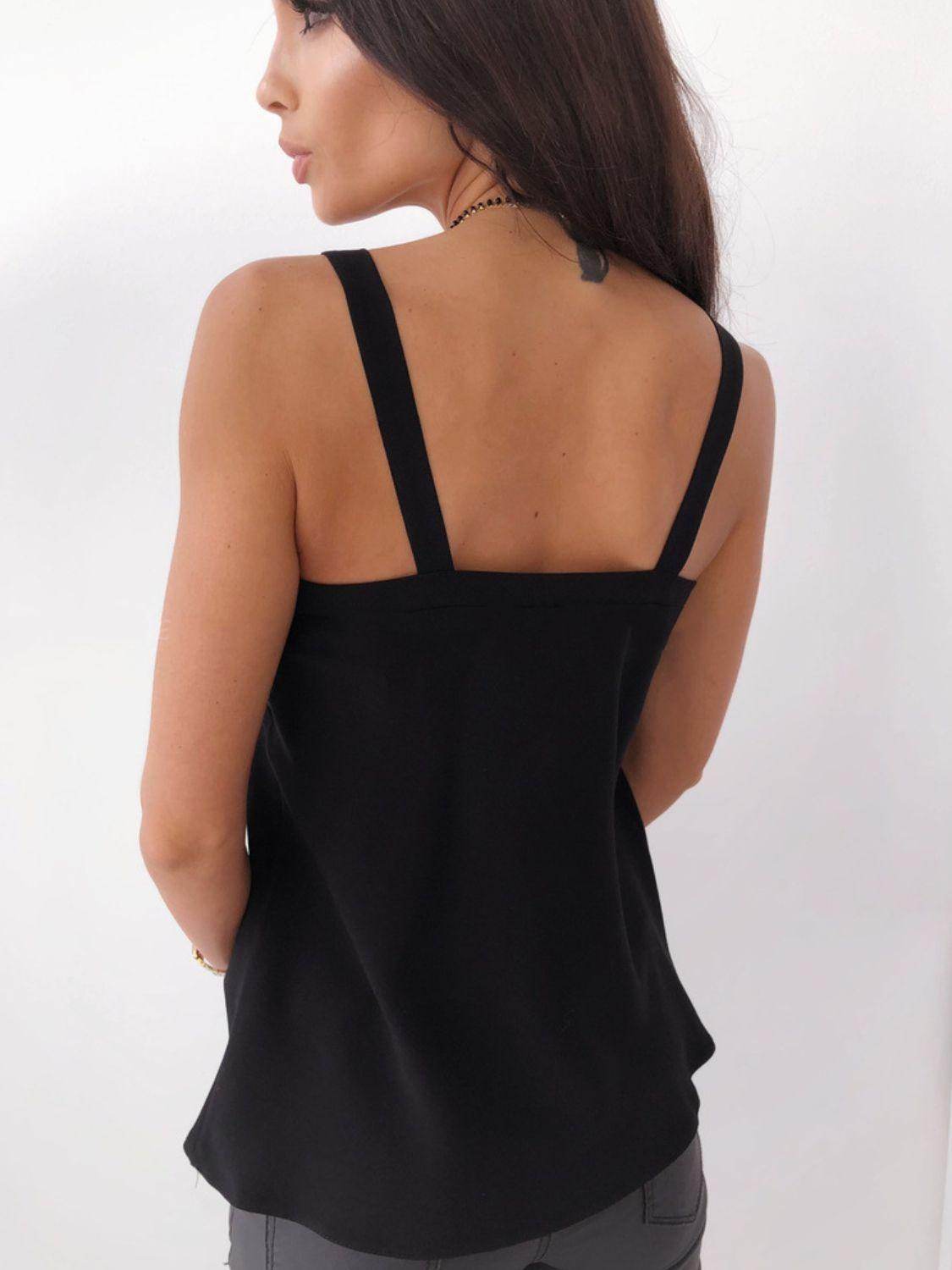 V-Neck Wide Strap Cami for Women in Opaque Polyester - Selvanelle