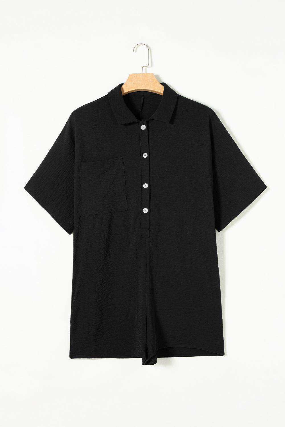Half Button Collared Neck Romper - Selvanelle