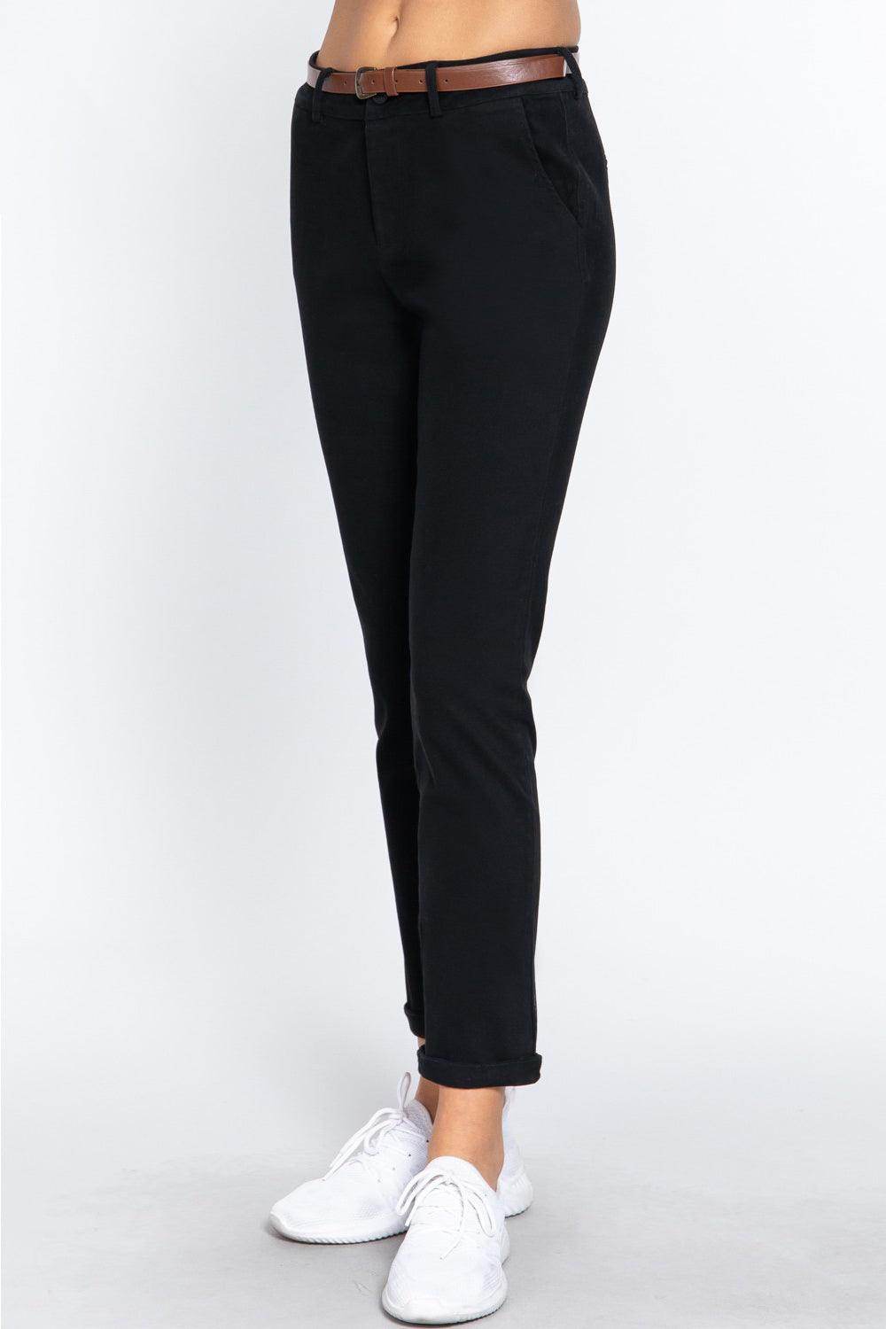 ACTIVE BASIC Cotton-Span Twill Straight Pants for Women - Selvanelle