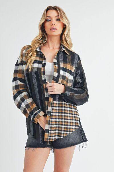 Aem+Co Curved Hem Plaid Button Up Shirt for Trendy Style - Selvanelle