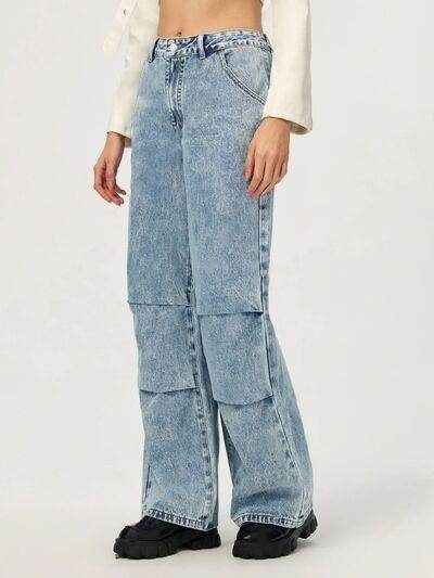 Stylish Wide Leg Jeans with Pockets for Modern Women - Selvanelle