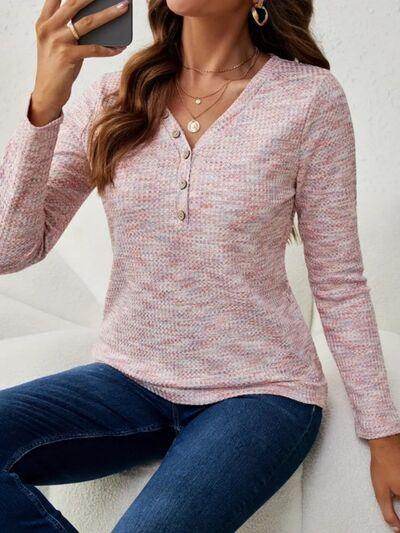 V-Neck Long Sleeve T-Shirt for Women in Comfortable Fit - Selvanelle