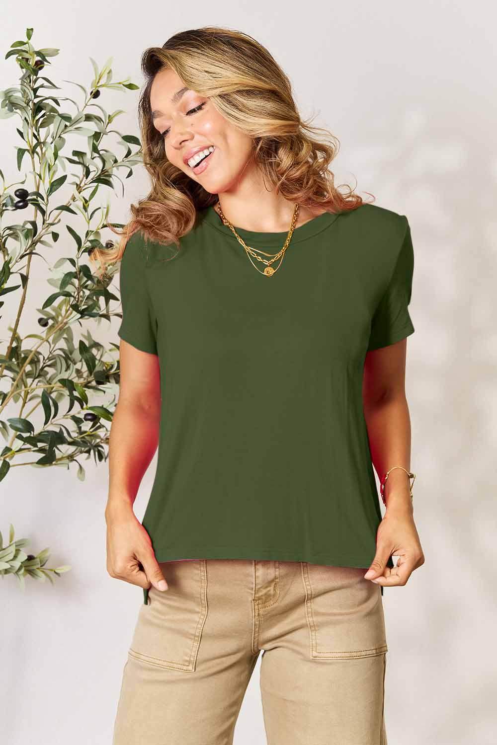 Basic Bae Full Size Round Neck Short Sleeve T-Shirt Black - Selvanelle