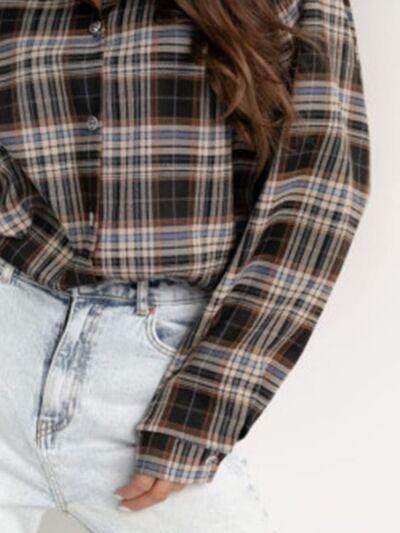 Plaid Collared Neck Long Sleeve Shirt for Casual Wear - Selvanelle