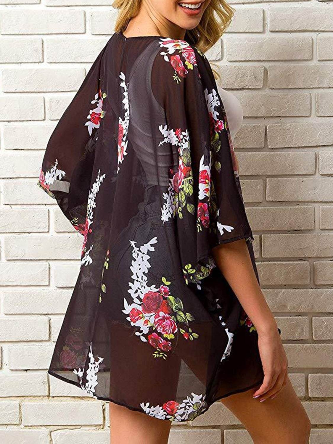 Open Front Half Sleeve Cover-Up - Selvanelle