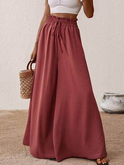 Perfee Frill Tied Wide Leg Pants for Effortless Style - Selvanelle